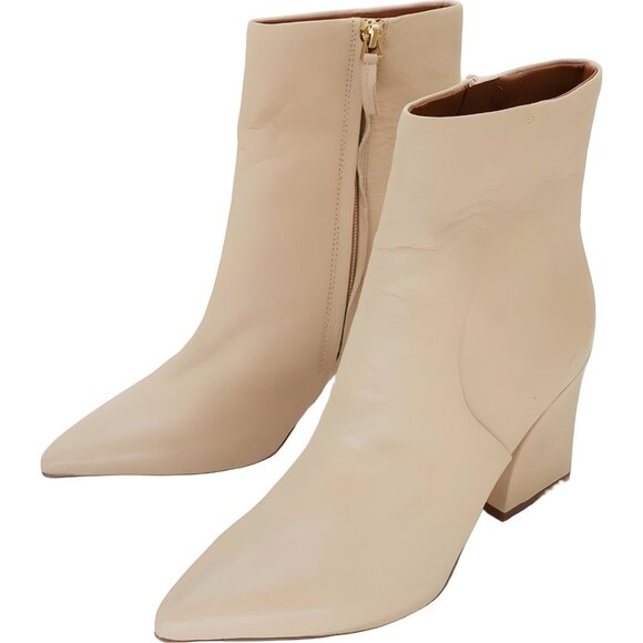 Franco Sarto Vesi Pointed Toe Ankle Boots Beige Block Heel US 7.5 - Picture 2 of 6
